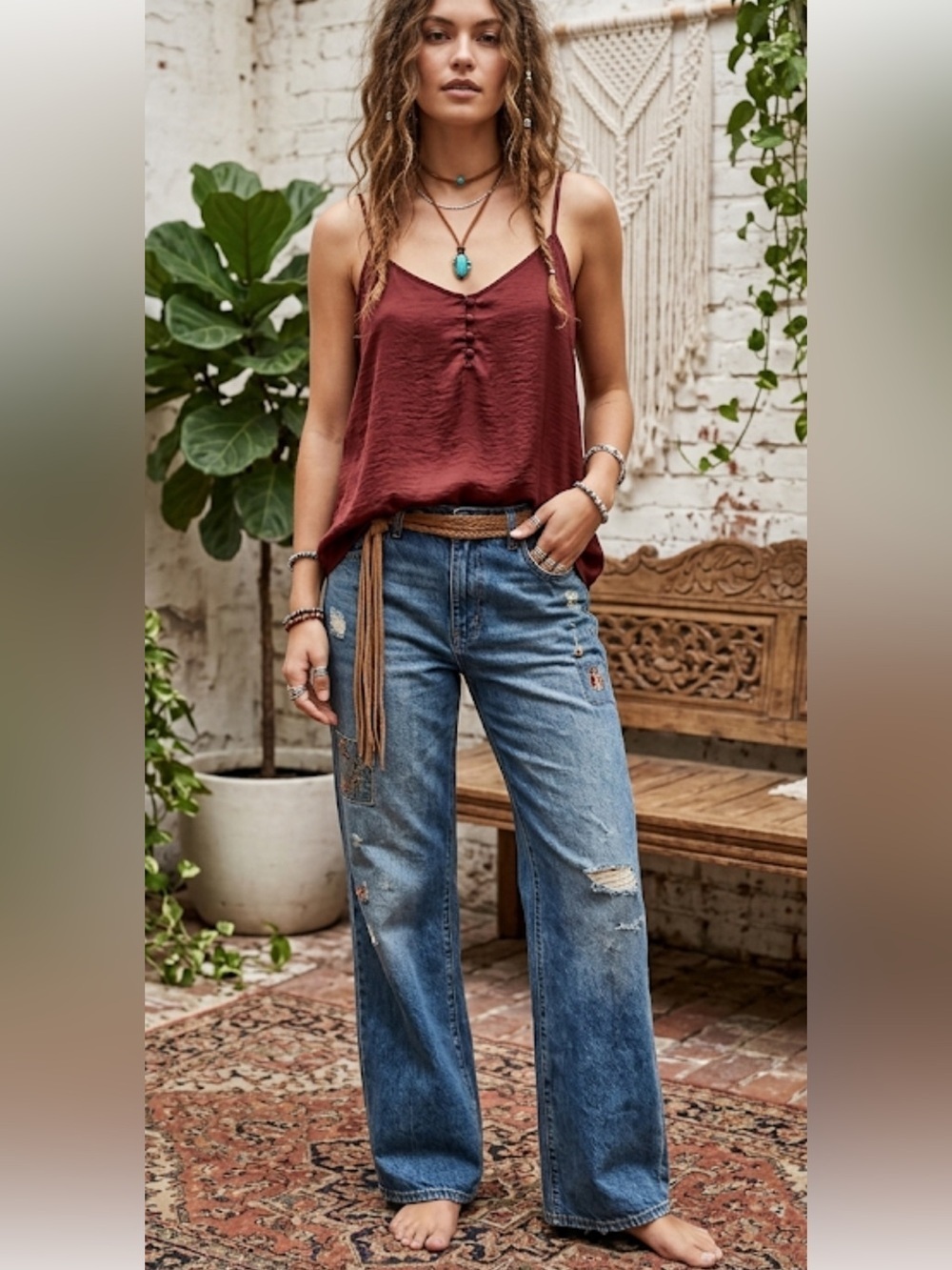 GAP Burgundy Camisole Tank Top Button Front Lightweight Layering Large